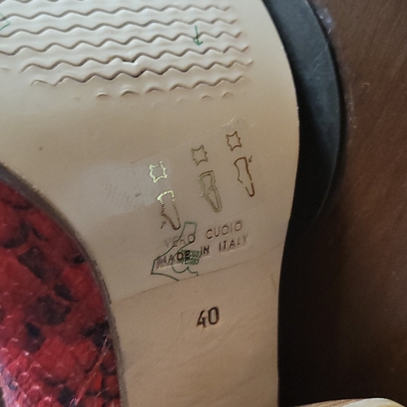 NWT 100% Leather ankle booties women's snakeskin Italy Designer Boots Shoes Red - Picture 12 of 12